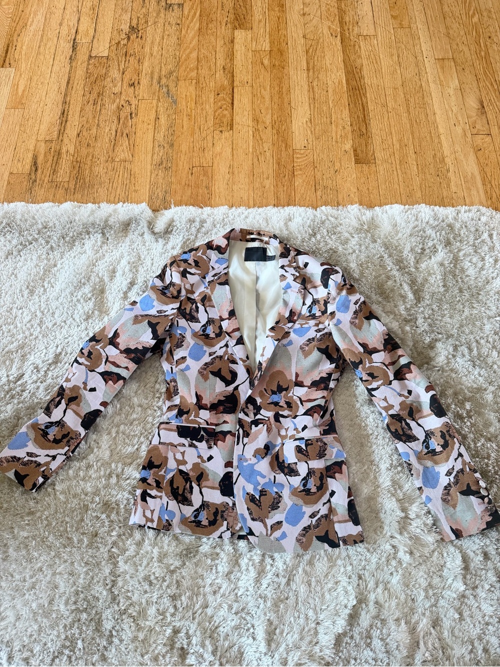 ASOS Floral Print Blazer in Brown, Pink & Blue